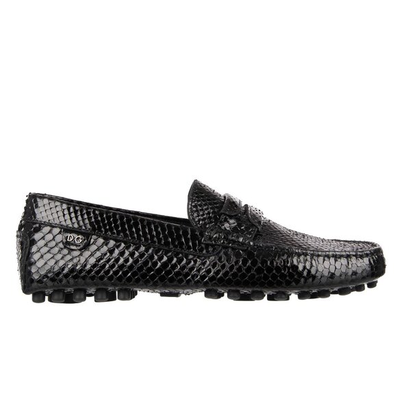 Dolce & Gabbana - Snake Moccasin GELA ZERO with DG Metal Logo Black EUR 44 - Picture 1 of 5
